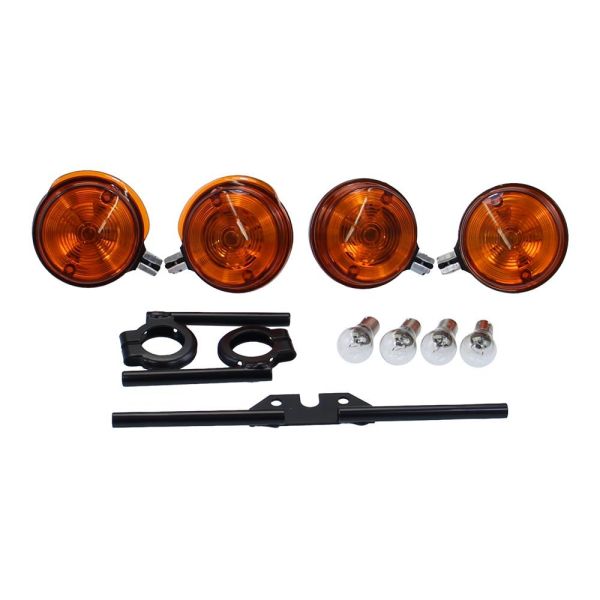 12V Blinker Set komplett E-Zeichen + Blinkerhalter schwarz für Simson S51 S50 (168058s2)