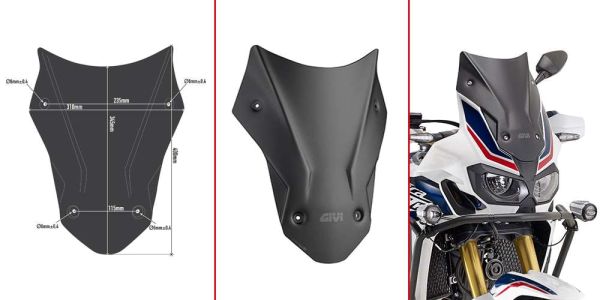 Givi Windschild D1144BOG getönt, 400 mm x 310 mm, mit ABE für Honda CRF 1000 L (D1144BOG)