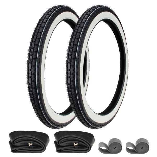 2x Reifen Weißwand Kenda K252 2.50-19 (2 1/2 x 19) 41P TT + Schlauch + Felgenband (1024322s2)
