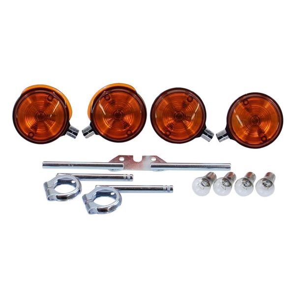 6V Blinker Set komplett E-Zeichen + Blinkerhalter verzinkt für Simson S51 S50 (168052s3)