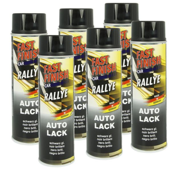 6x Fast Finish Rallye Lack schwarz glänzend 500 ml. (FF292835-6)