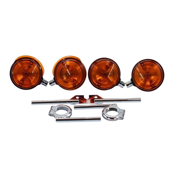 Blinker Set vorne + hinten E-Zeichen + Blinkerhalter verchromt für Simson S51 S50 (168055s1)