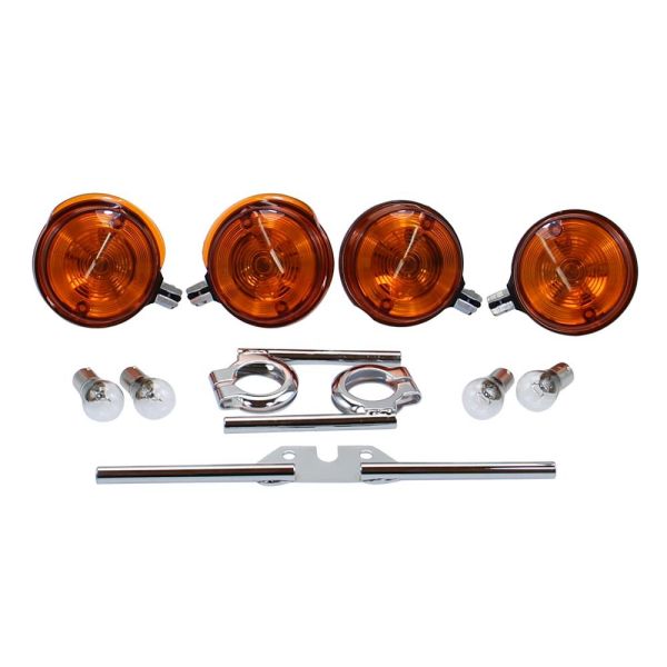 6V Blinker Set komplett E-Zeichen + Blinkerhalter verchromt für Simson S51 S50 (168055s3)