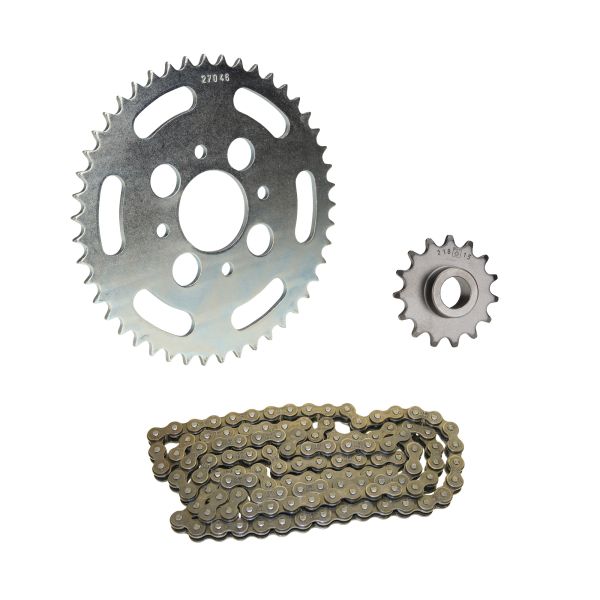 Kettensatz 3-teilig silber 15/46 Zähne für Hercules XE 5 Enduro (bis Motor Nr. 10697365) (1280481546120S)