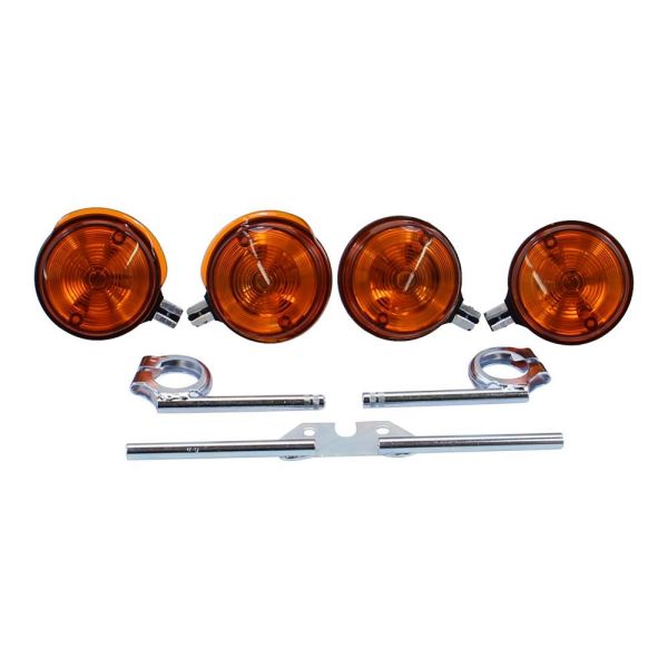 Blinker Set vorne + hinten E-Zeichen + Blinkerhalter verzinkt für Simson S51 S50 (168052s1)